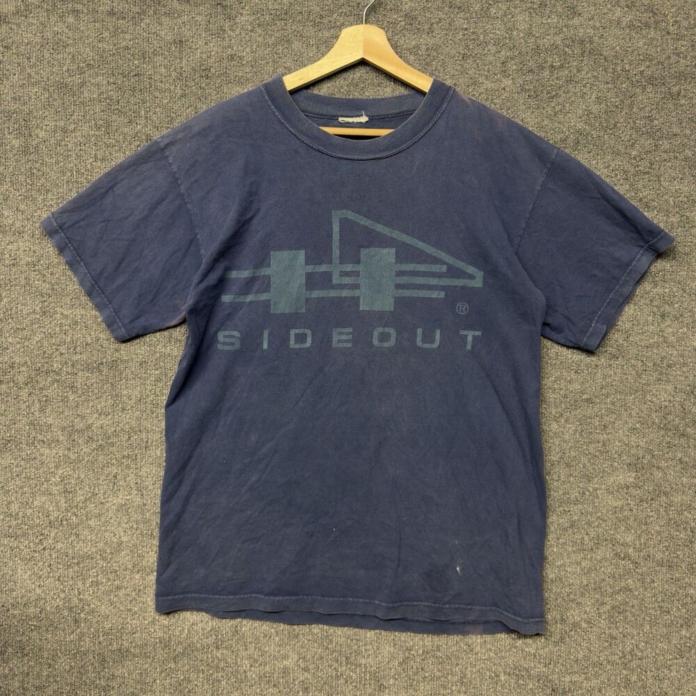 Vintage Sideout Graphic T Shirt Mens Size L Blue Faded Y2K Sports Volleyball